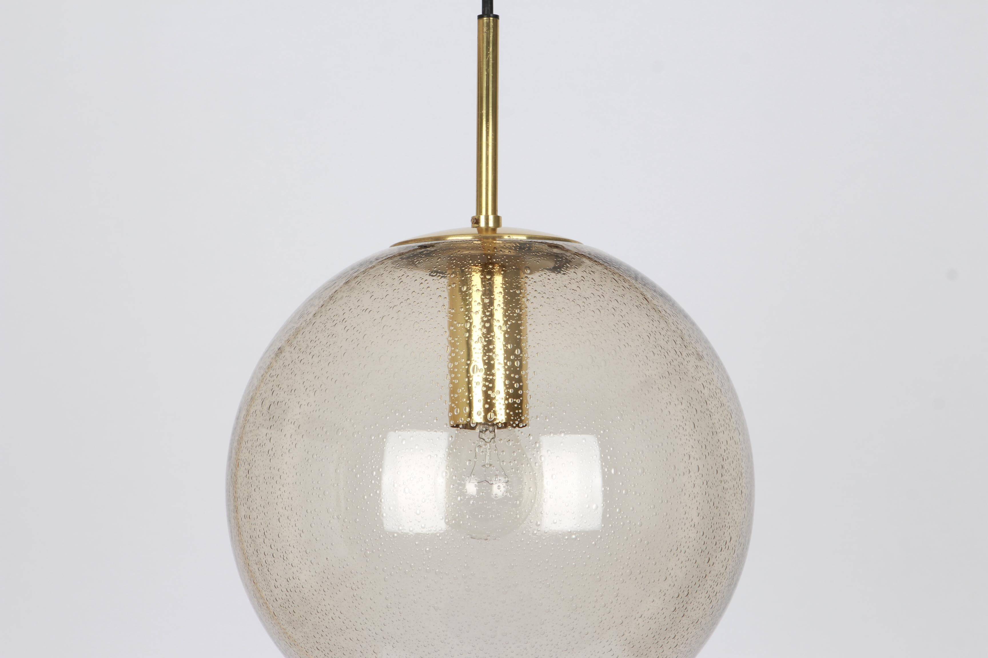 Limburg pendant light with smoked glass ball, Germany, 1970s