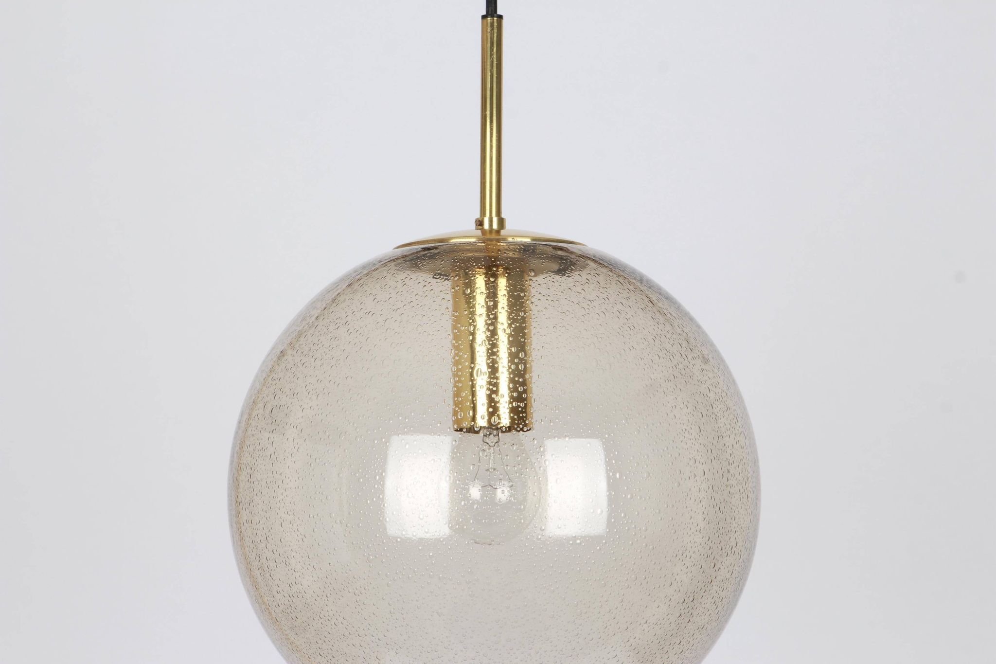 Limburg pendant light with smoked glass ball, Germany, 1970s
