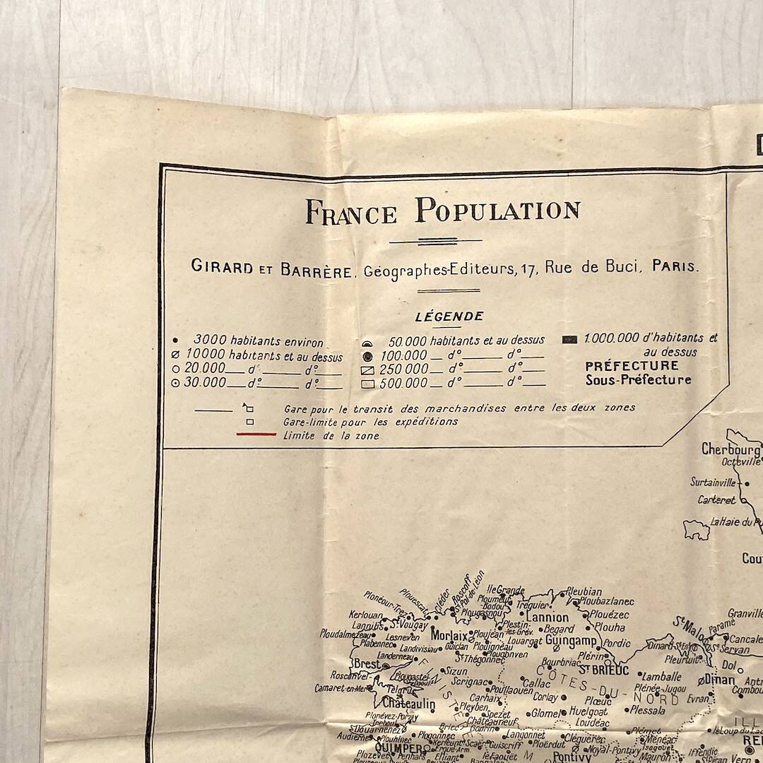 Vintage 1940 Occupied Zone Boundary Map