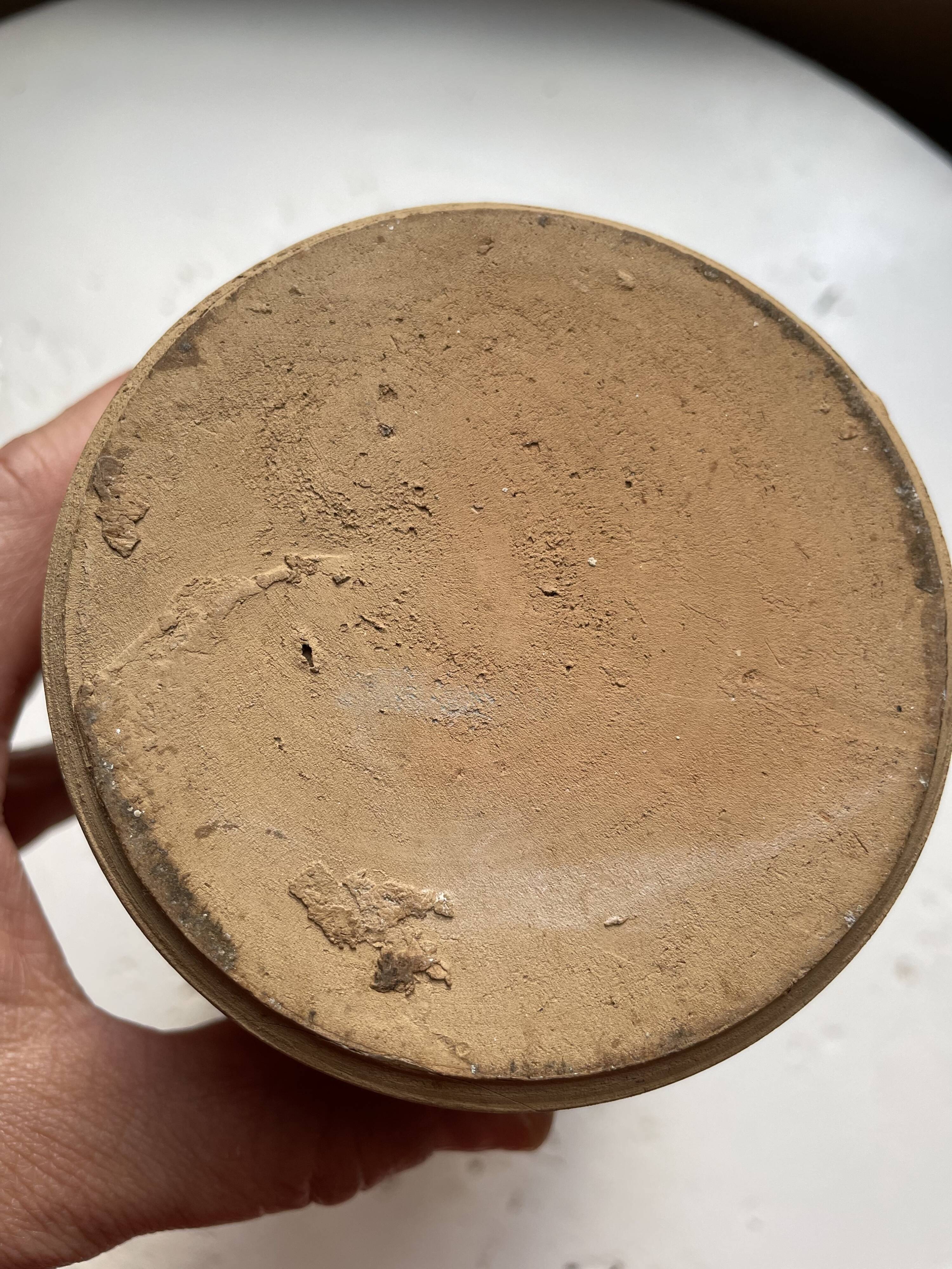 Persimmon glazed terracotta oil jar