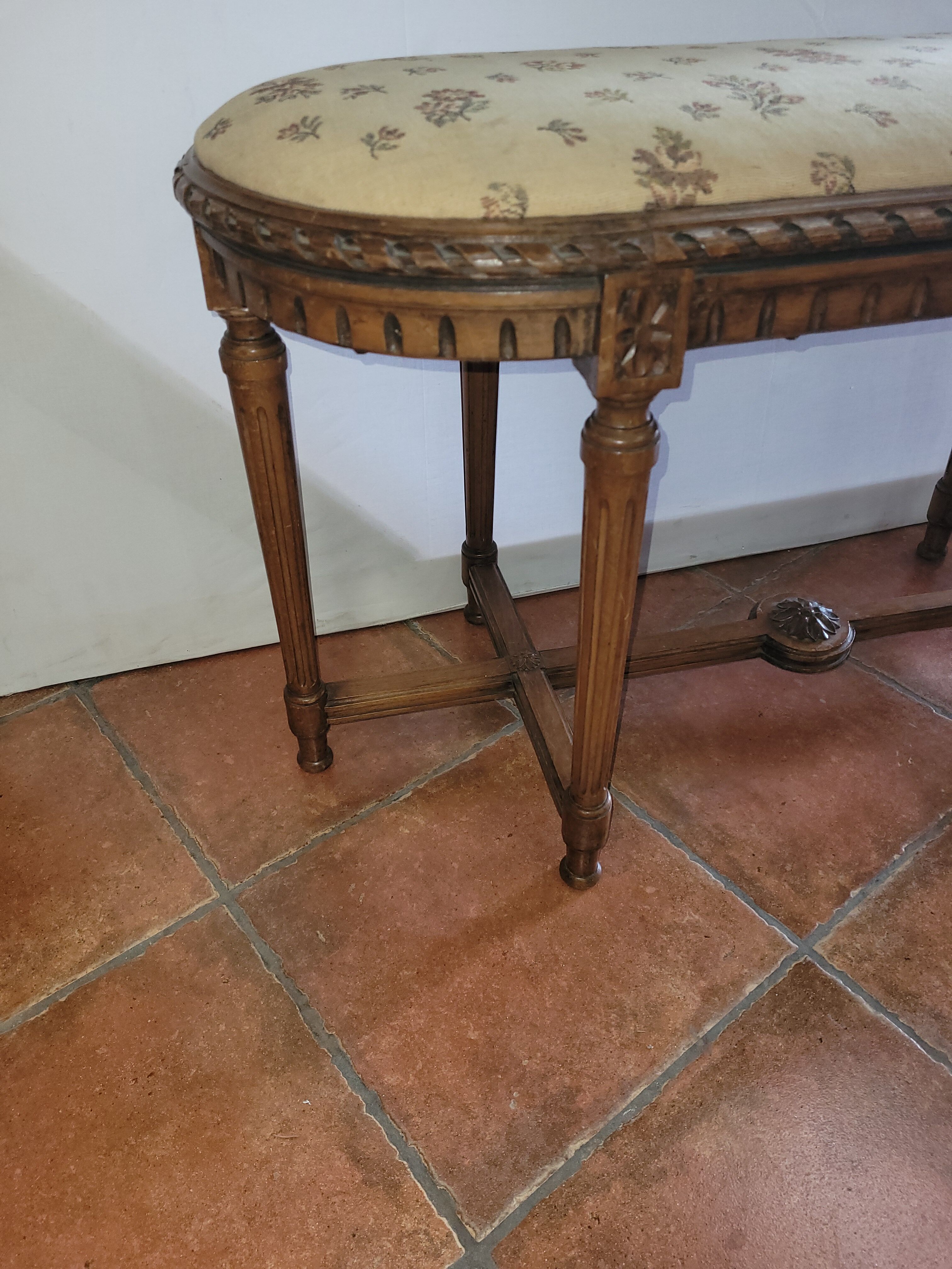 Antique walnut piano bench