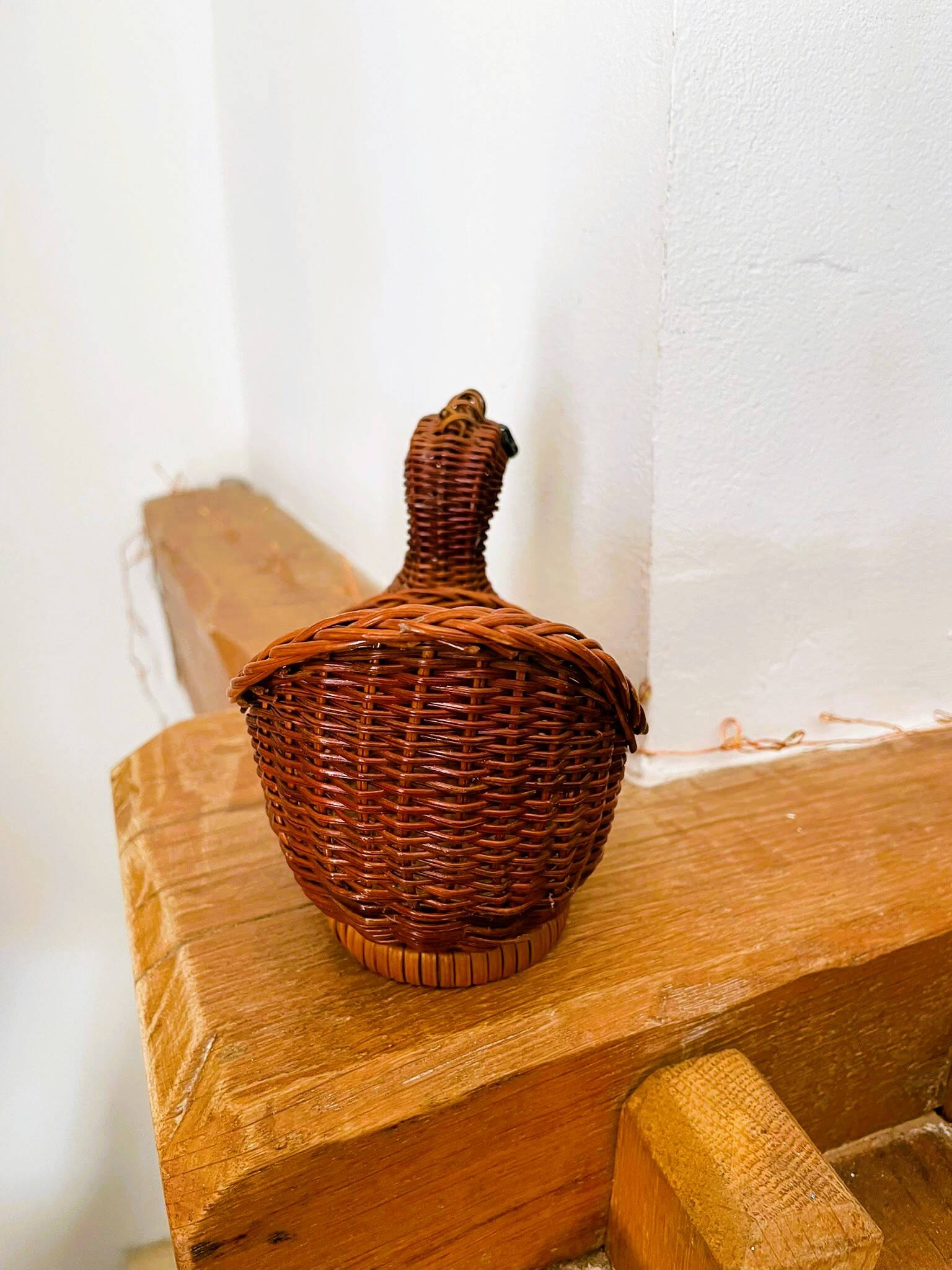 Panière / corbeille en osier en forme de canard (vintage)