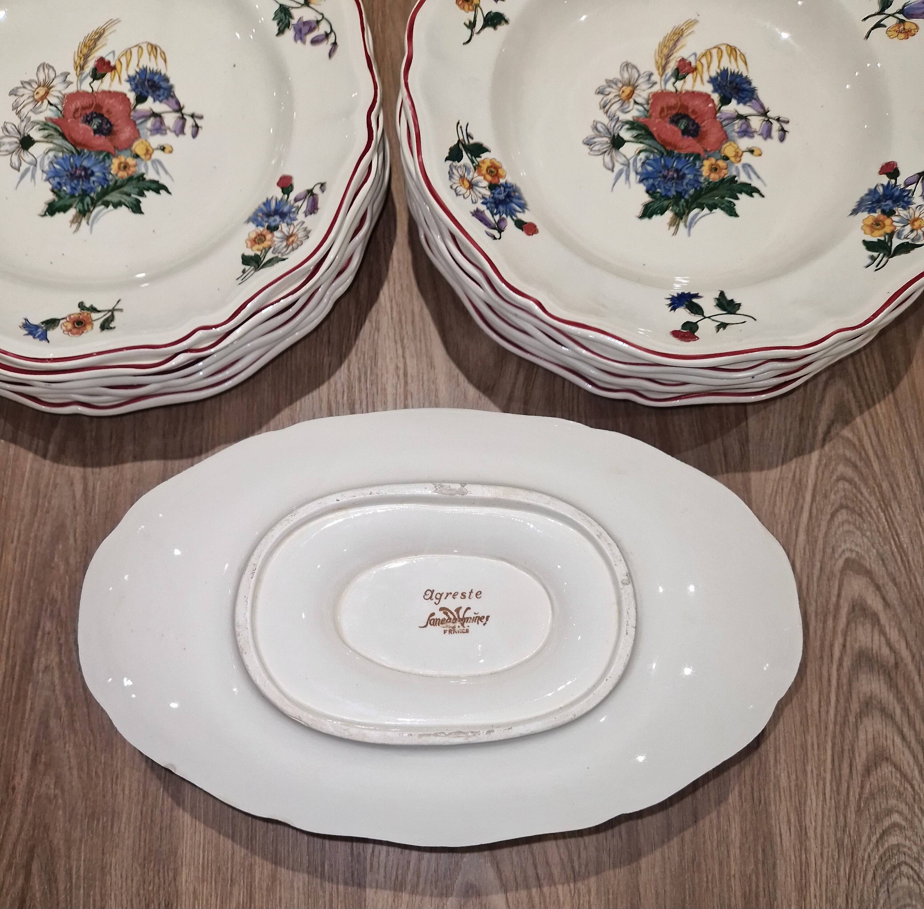 Service for 6 people, Sarreguemines earthenware, Agreste model.