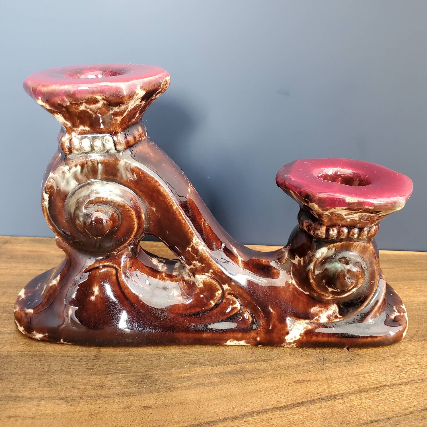 Pair of Fat Lava ceramic candle holders