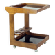 Mid Century Modern Wooden Bar Cart With Black Opaline Glass, 1960s