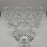 10 crystal champagne glasses, Bacarat, Picadilly model, France