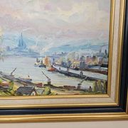 Tableau Huile sur toile - La normandie - Duclair signé Yves Bouffigny 1997