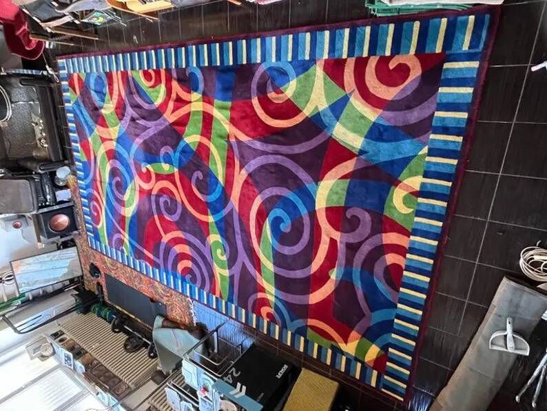 1980s XXL huge Design abstract high quality wool carpet/rug for Hilton hotel