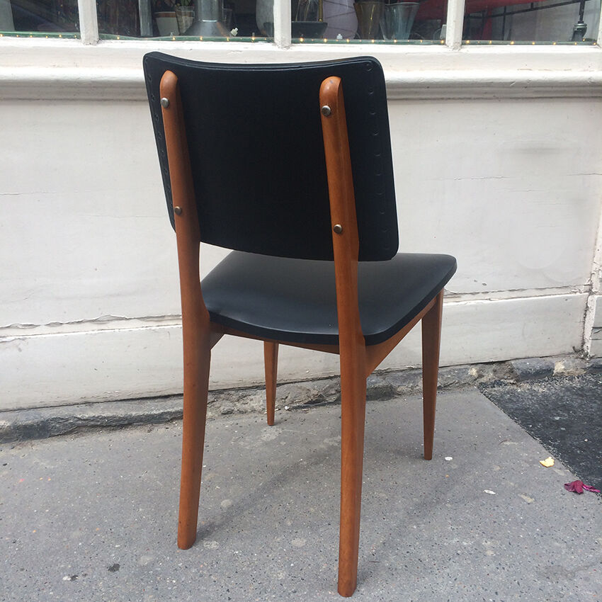 All 4 Scandinavian chairs, teak and skai, 1960