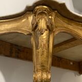 Console style louis xv, bois dorée et marbre, xixème siècle