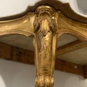 Console style louis xv, bois dorée et marbre, xixème siècle