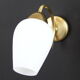 Pair of wall lamp in brass and glass white opaline, vintage
