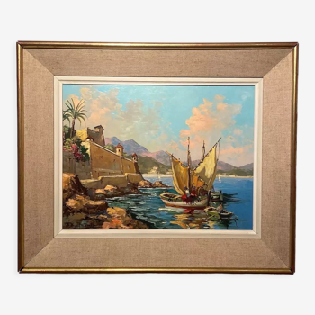 Old painting, Marine, signed, 60s/70s