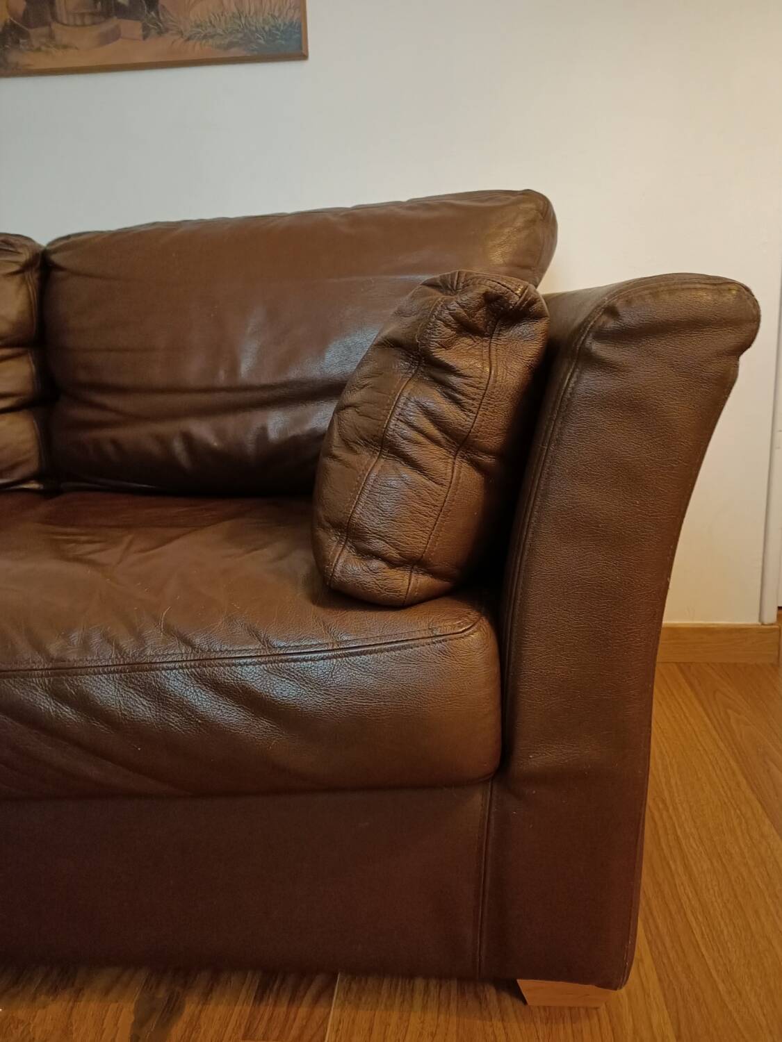 Brown leather sofa