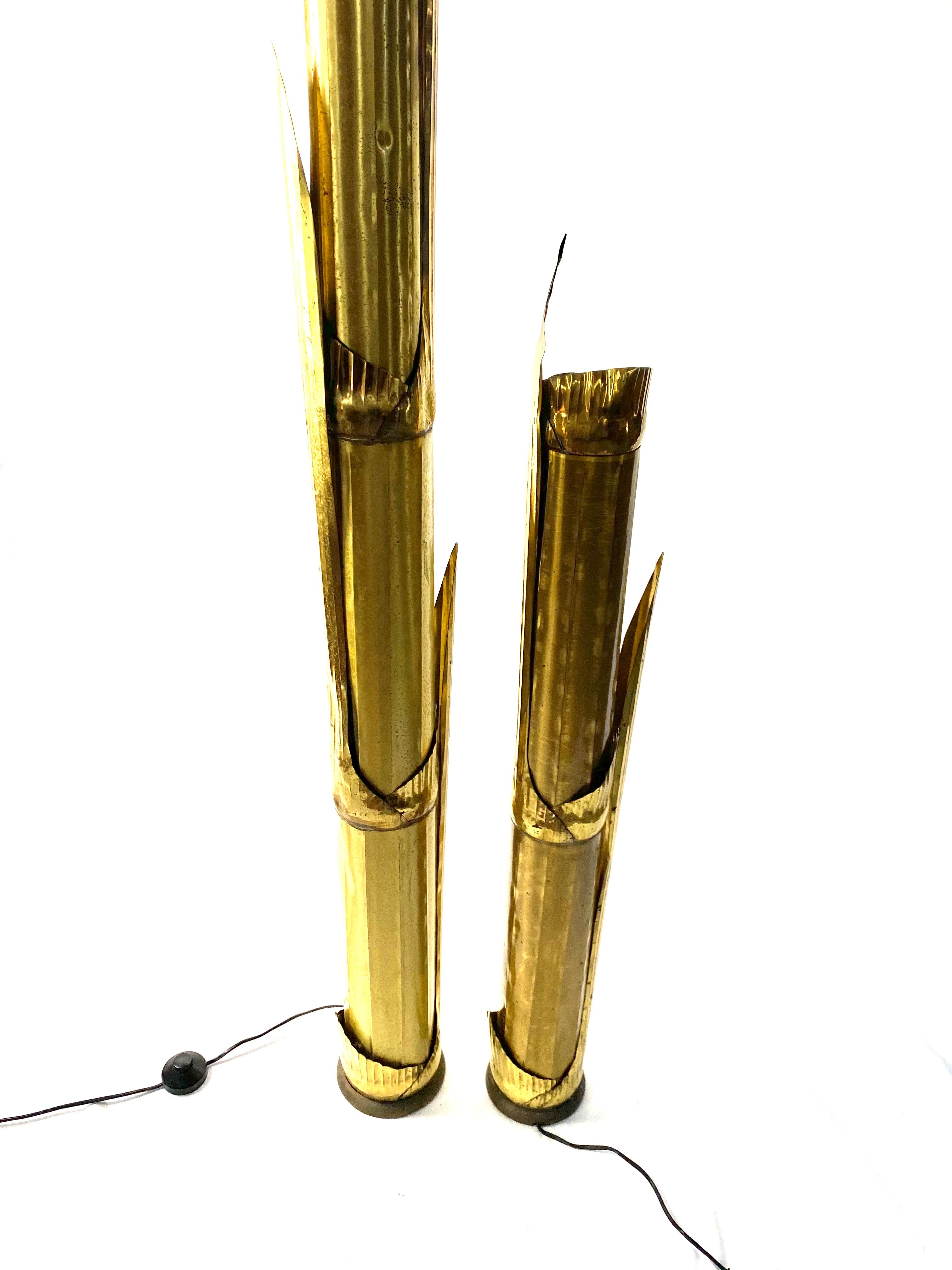 Pair of lampposts "Canna di Bambù" created by G&C studio and Disegno Rome, Italy, 1970