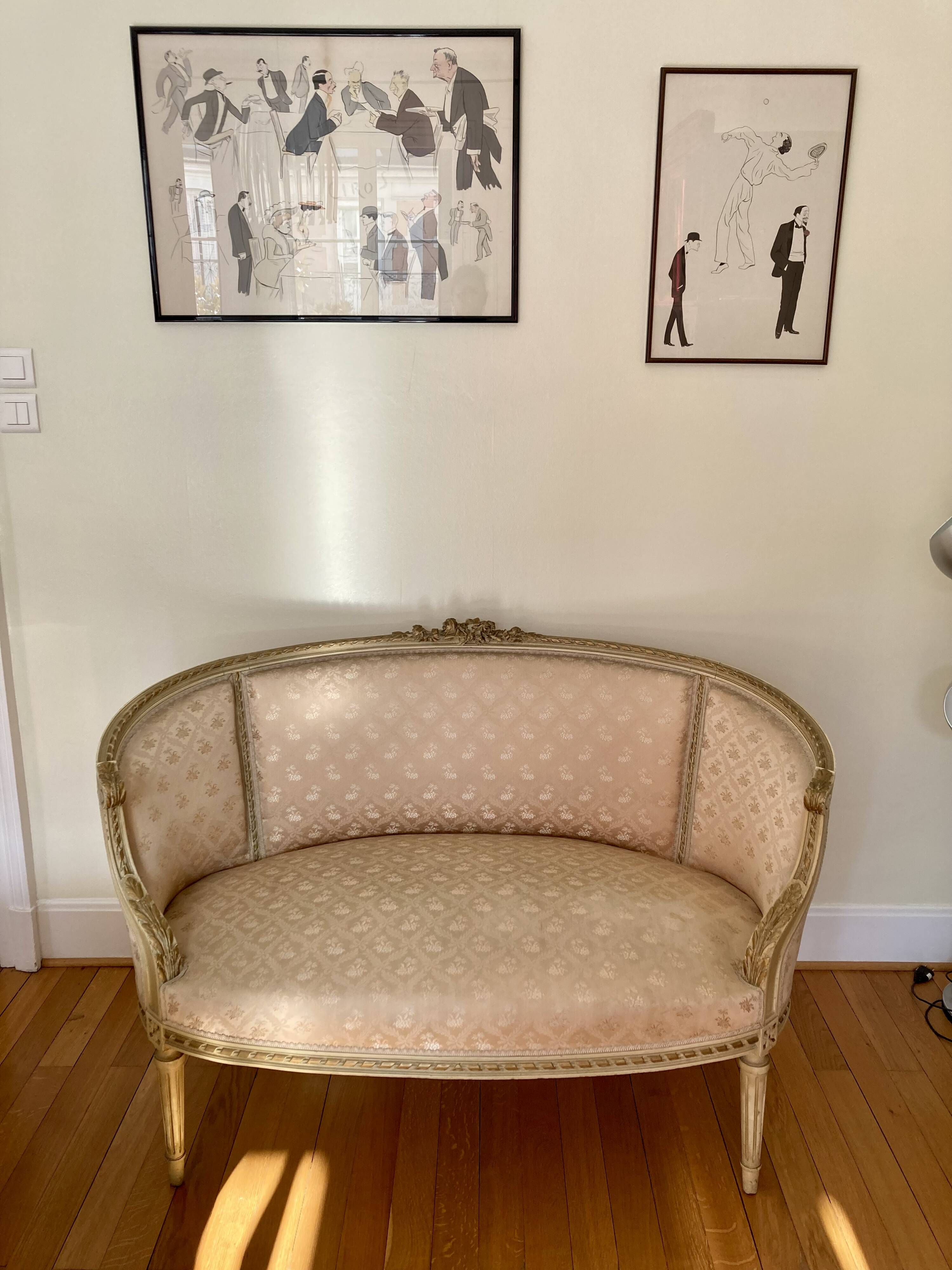 Louis XVI ivory and gold basket bench