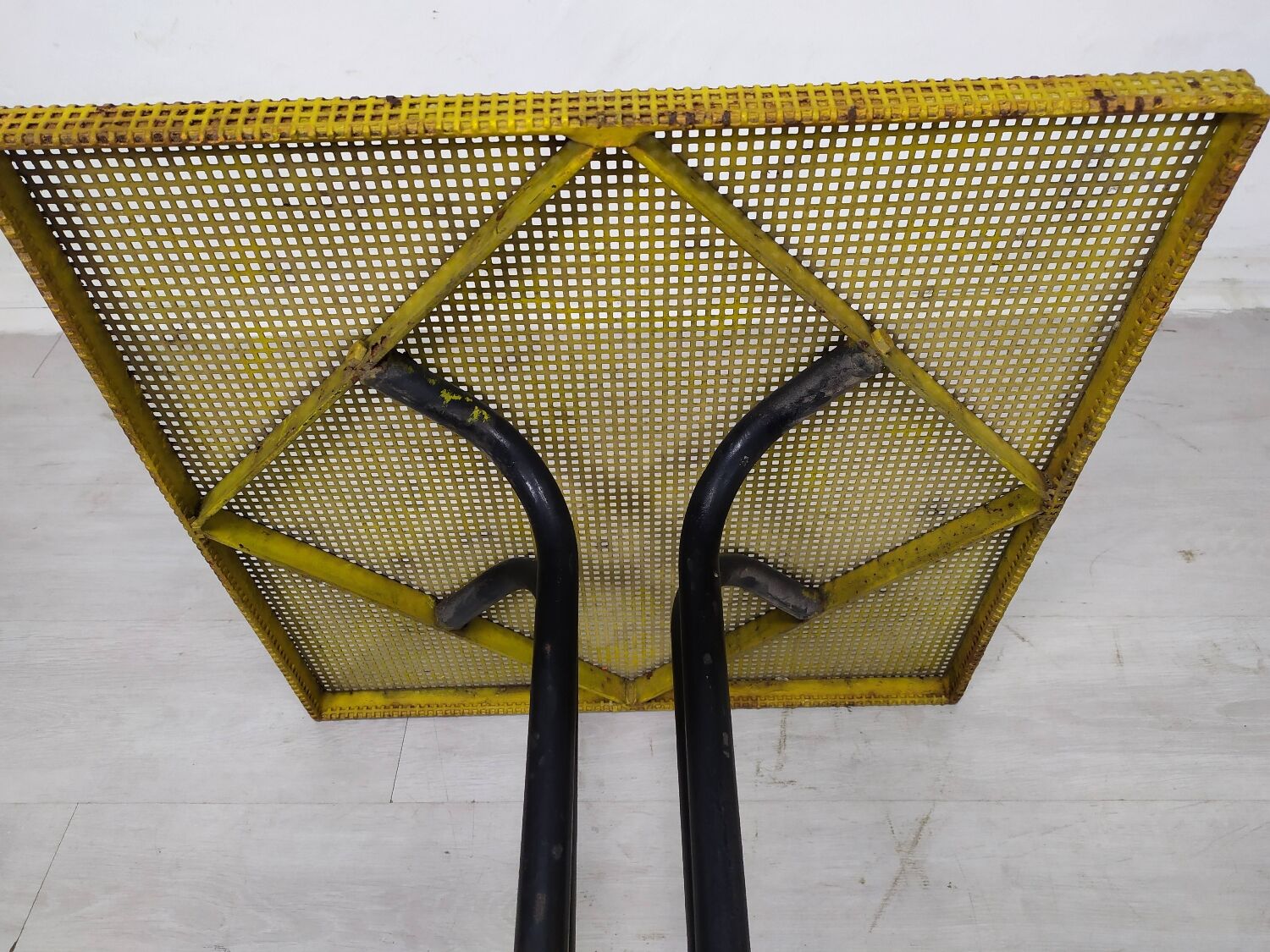 Vintage perforated metal bistro table