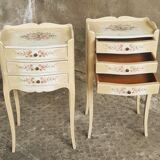Set of bedside tables hand-painted Louis XV style