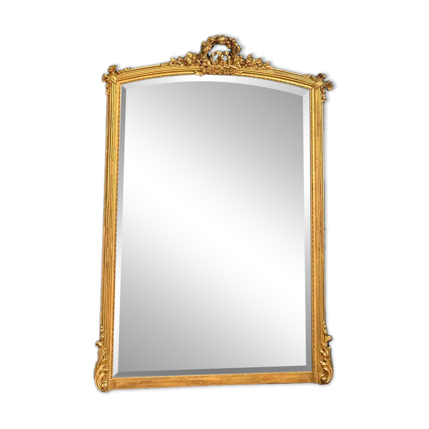 Antique mirror with pediments 138cm beveled glass