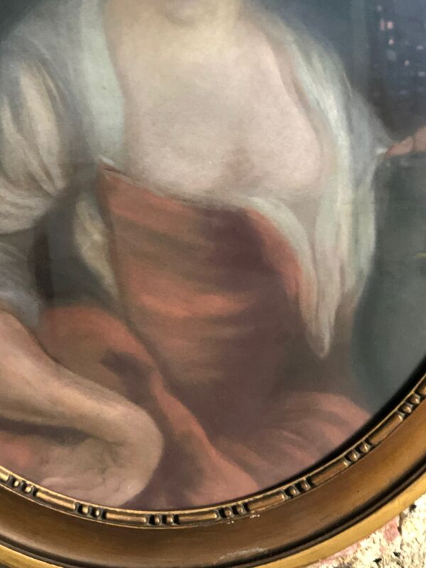 Peinture pastel sur carton ''portrait de femme'' encadré sous verre