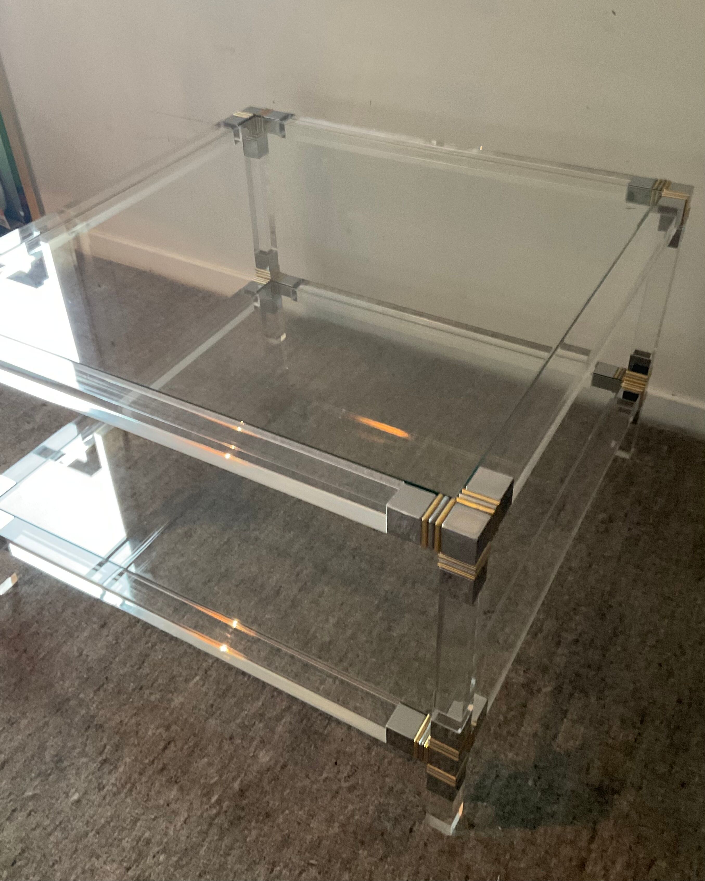 Pierre Vandel coffee table in lucite from the 70s
