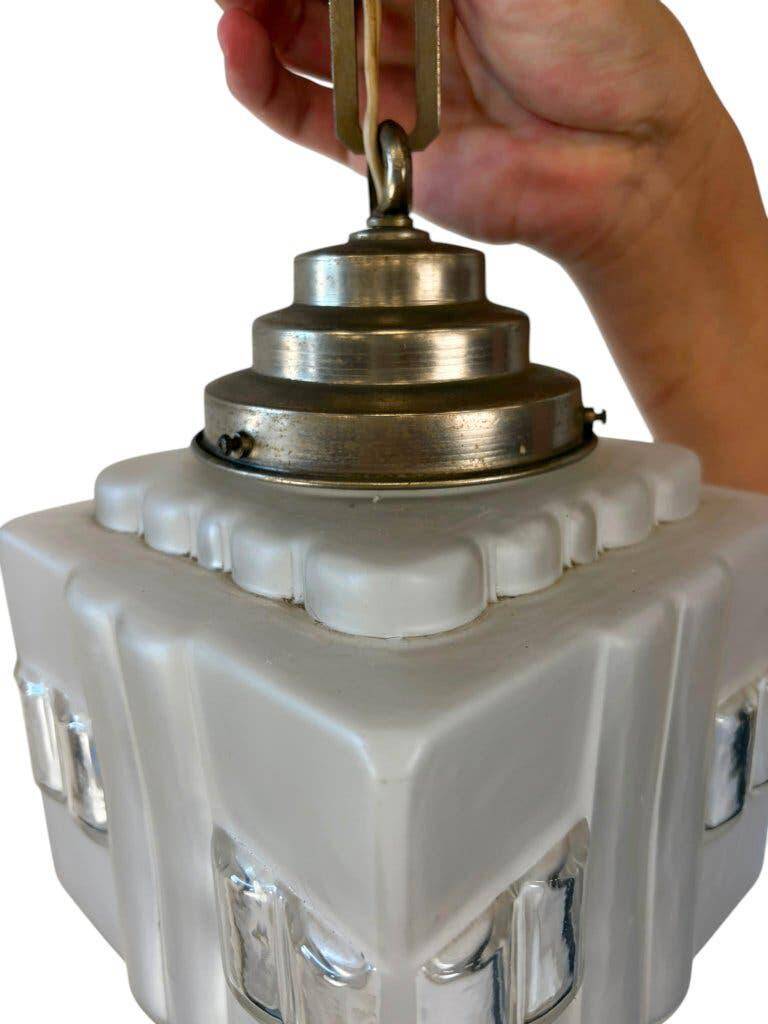 Vintage Art Deco glass pendant / skyscraper chandelier