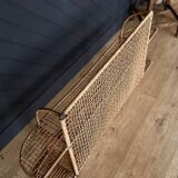 Steel and wicker wall shelf