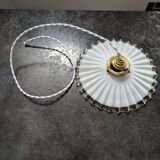 Old hanging lamp in white pleated opaline Art Deco 1930 Ø 25 cm