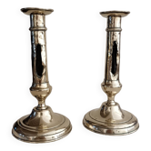 Pair of yellow copper candlesticks