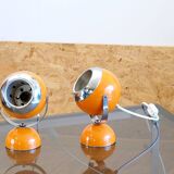 Paire de lampes eyeball orange space age