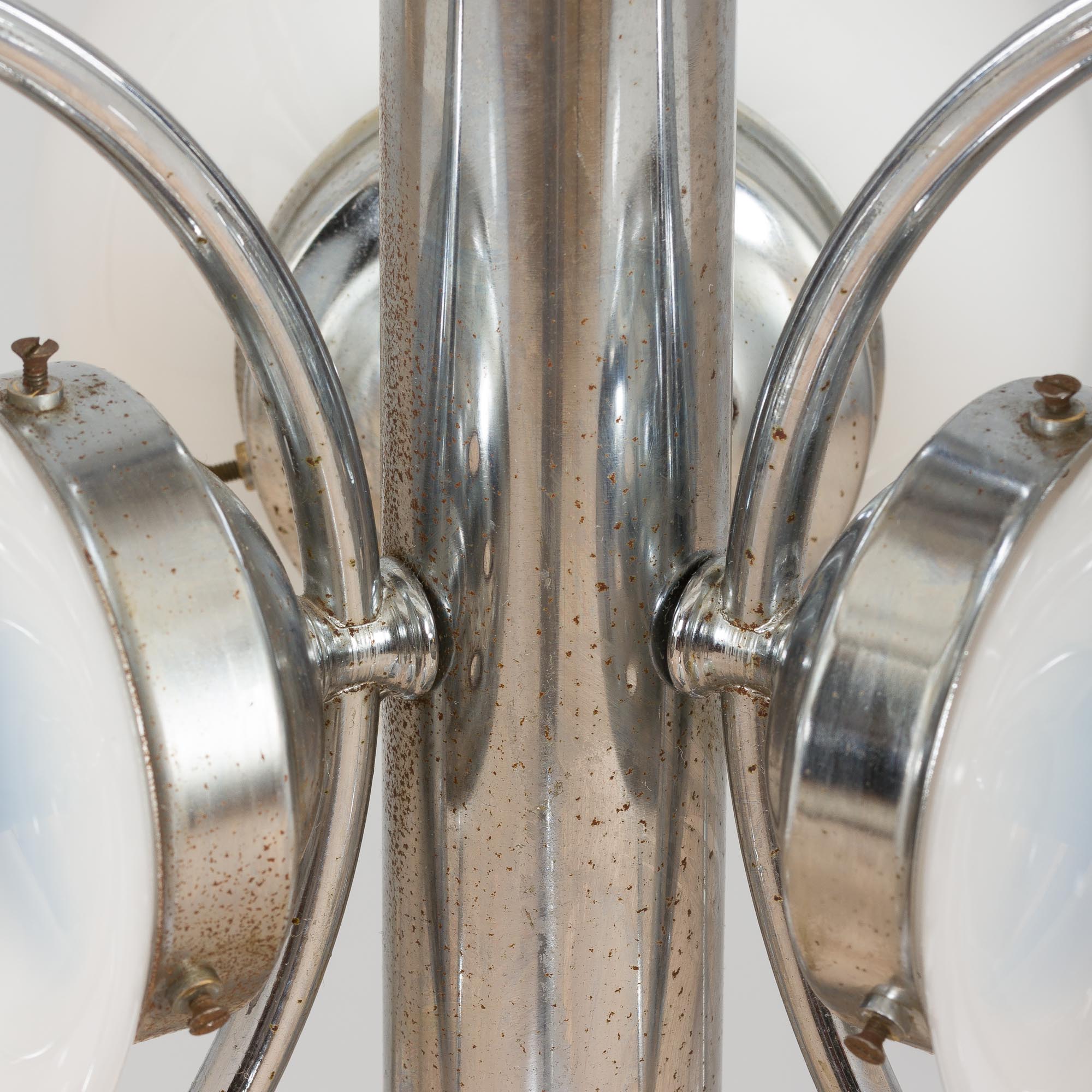 Mazzega Space Age Murano glass chrome plated chandelier, Italy 1970s