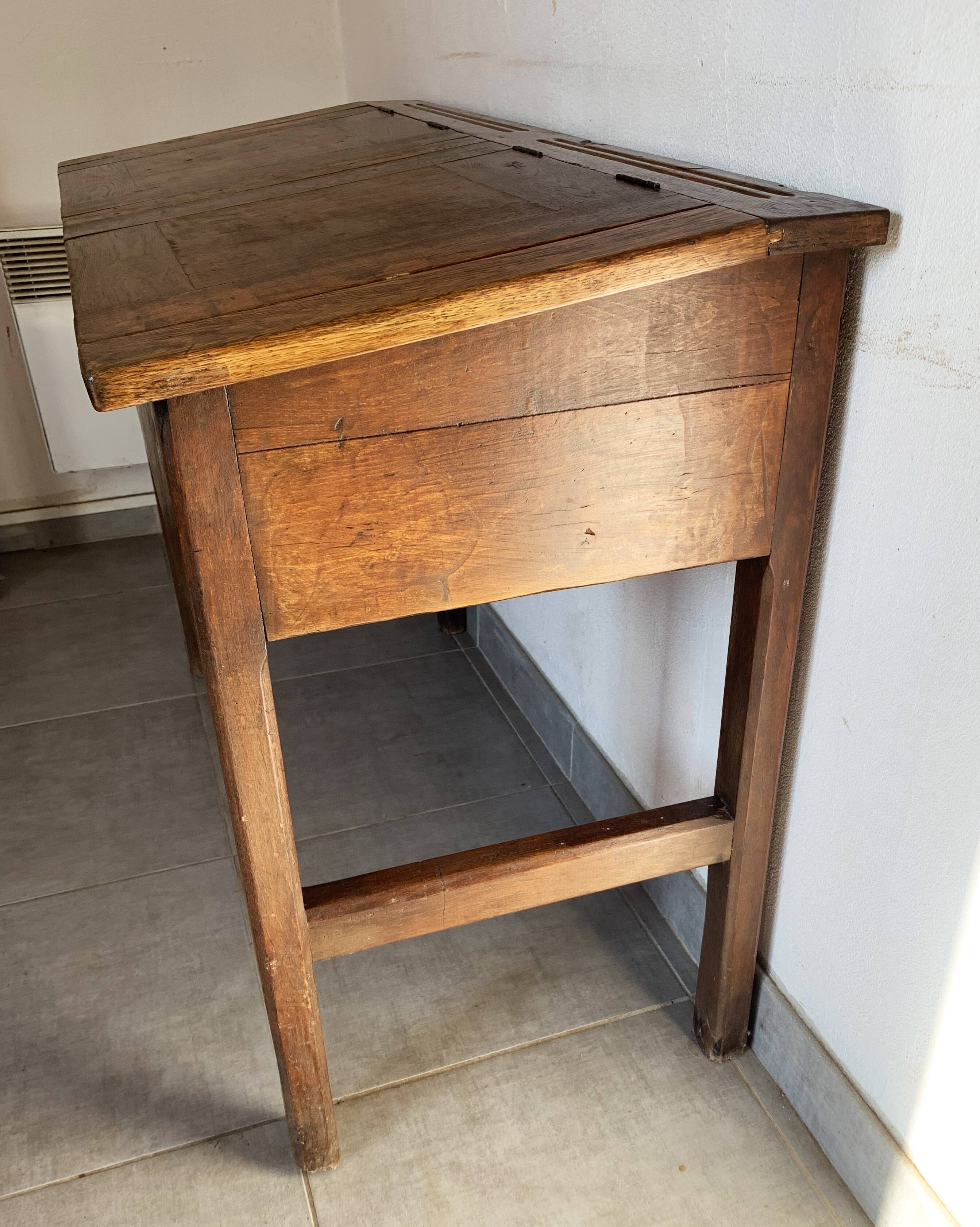 Adult desk double school vintage 50s-60s solid wood