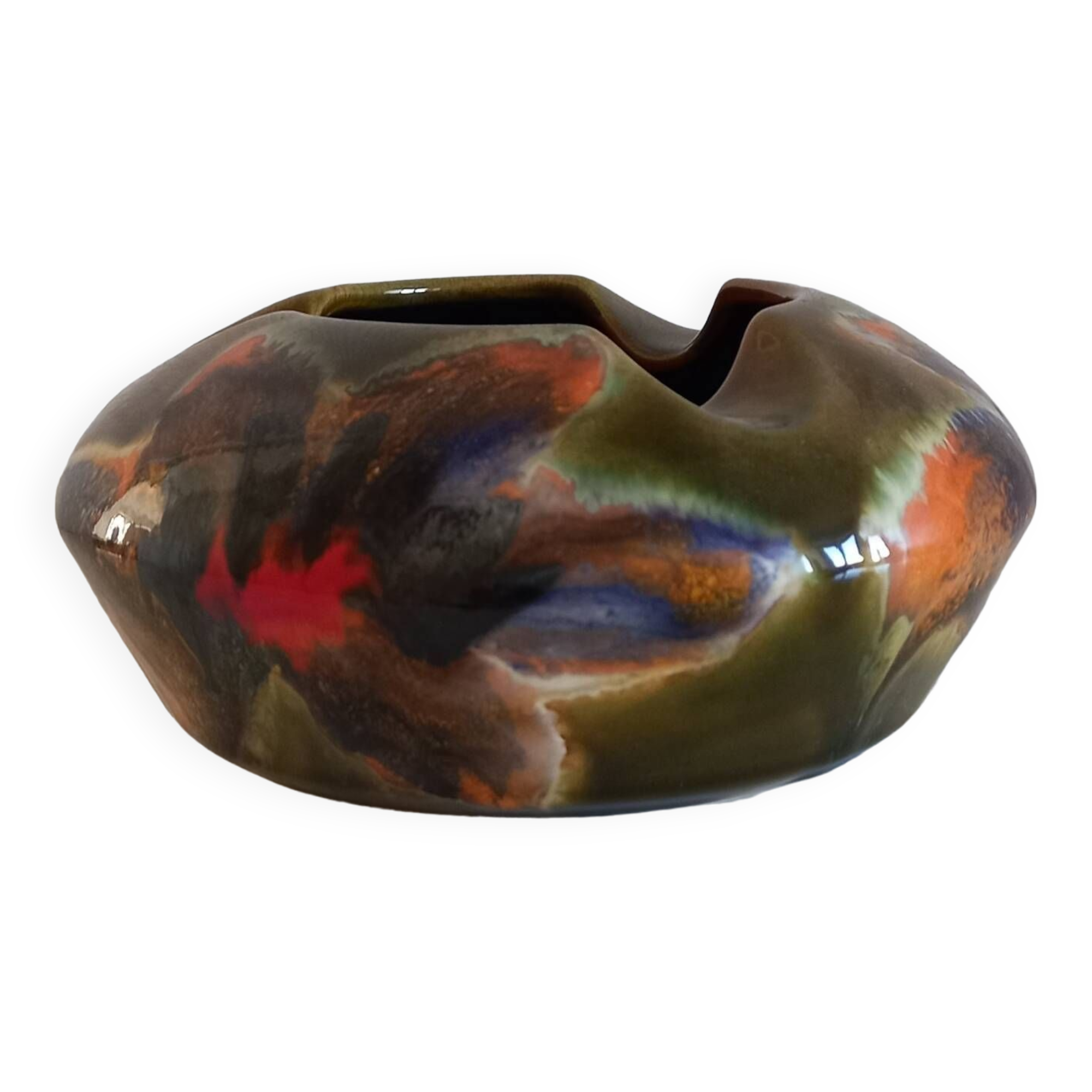 Ricard enameled ceramic ashtray signed