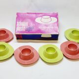 6 vintage plastic egg cups 1960s Schumm Plastic Style new in box