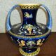 Vase with 2 polychrome handles in Gien earthenware France with Renaissance decoration 1938
