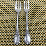 Pair of silver-plated cake forks, Christofle, Marly