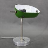 1940s Art Deco Nickel Banker Table Lamp, Czechoslovakia