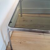 Table low metal and smoked glass