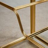 Bar Cart in Gold and Chrome with Glass Shelves, 1970s