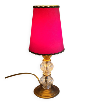 Vintage table lamp in brass and glass - mid 20th century.