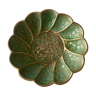Trinket bowl floral pattern in green and gold metal