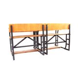 Large wooden school desk on wheels with desk flap, great for catering or the office