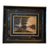Limoges enamel painting "Landscape" signed P. BONNET