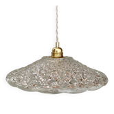 Suspension abat-jour vintage en verre travaillé - collection vaisselle -