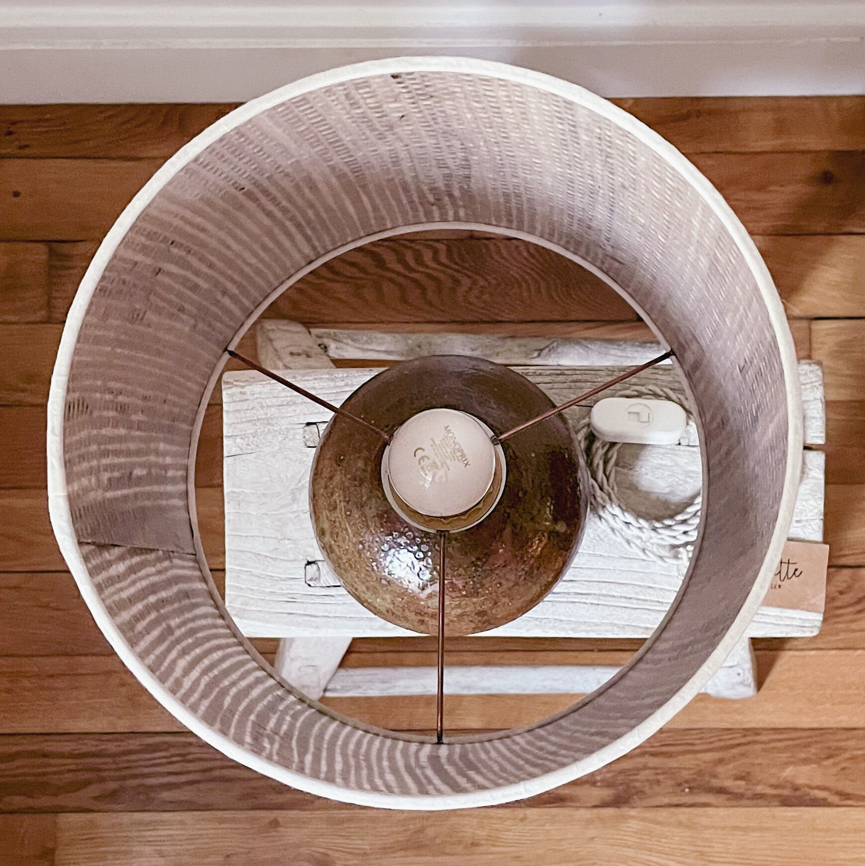 Sandstone and rabane lamp