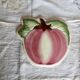 Large vintage ceramic trivet with peach motif - Made in Portugal