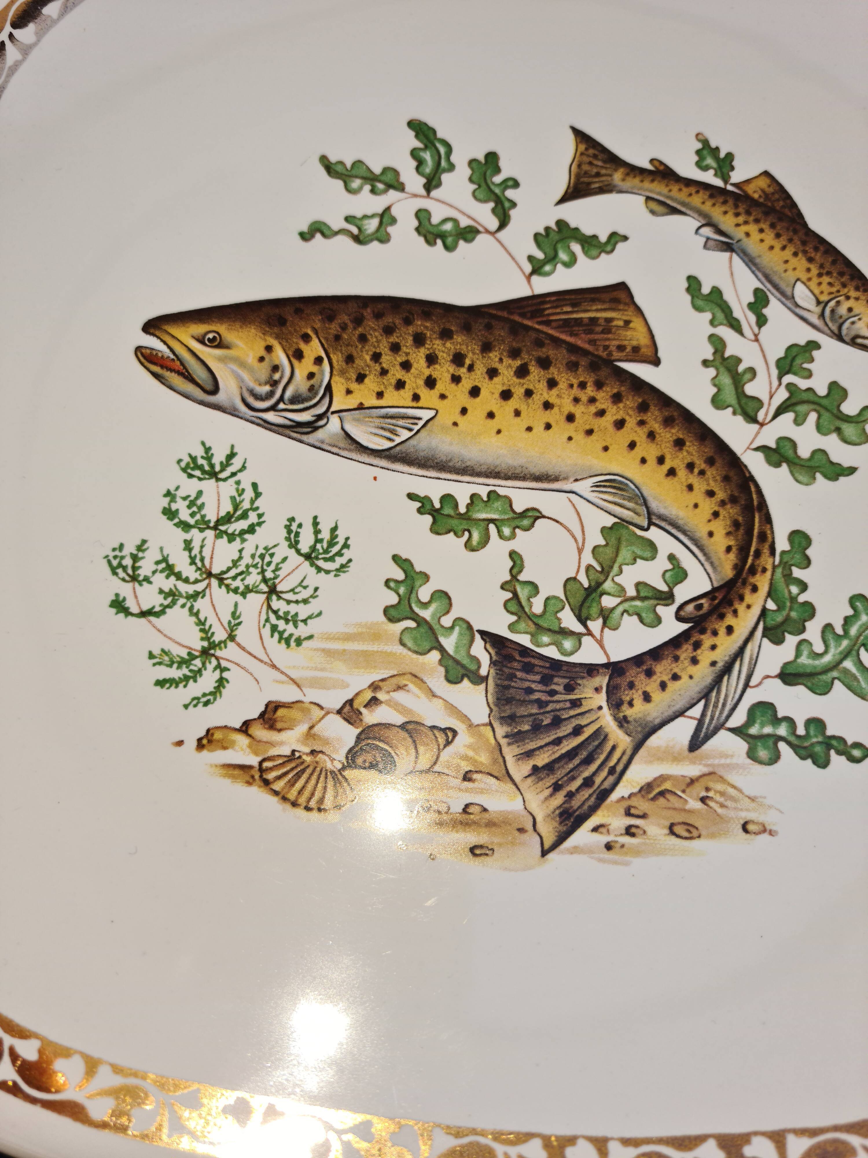 Lonchamp fish service: 12 plates and a dish