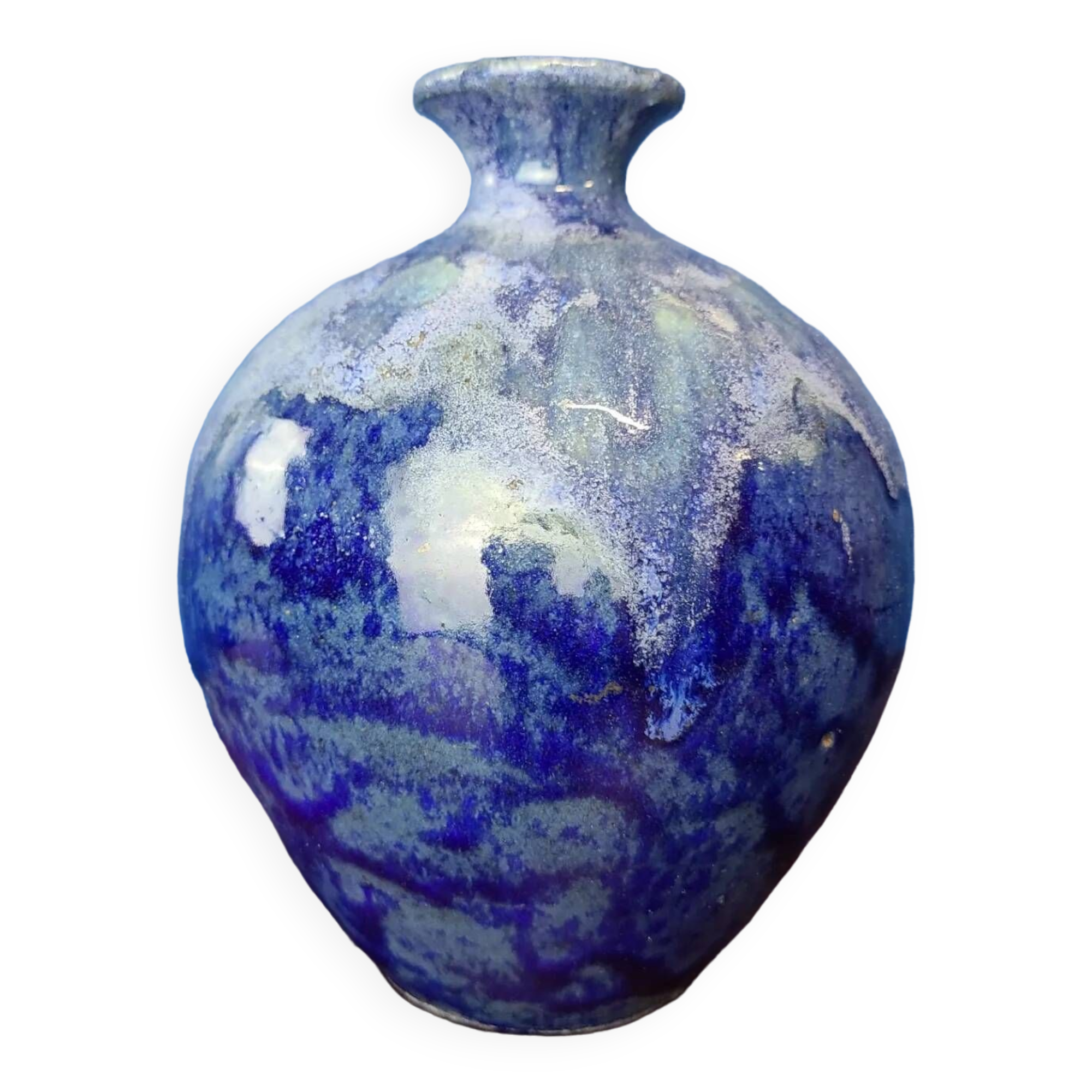Blue stoneware flame vase circa 1960