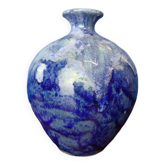 Vase bleu grès flamme vers 1960