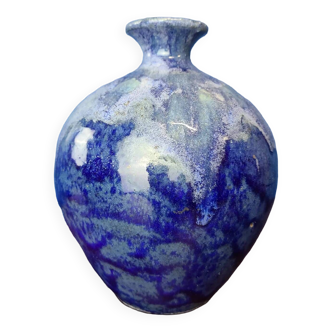 Blue stoneware flame vase circa 1960
